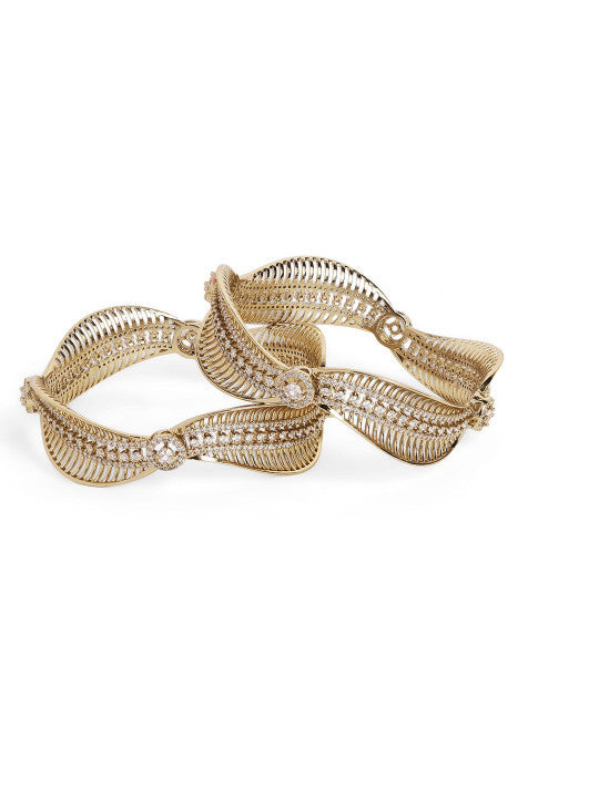 Ishin Red Colour Gold Plated American Diamond Bangle