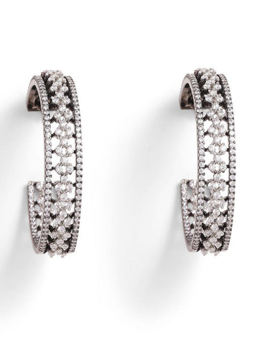Ishin White Colour Silver Plated American Diamond Drop Earring