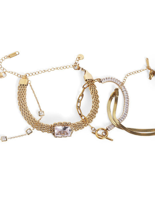 Ishin White Colour Gold Plated Artificial Stones And Beads Armlet