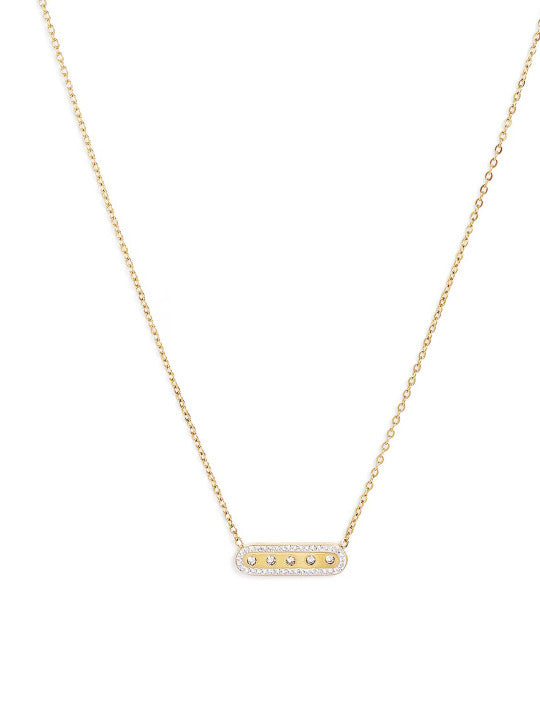 Ishin Gold  Colour Gold Plated Artificial Stones And Beads Chain
