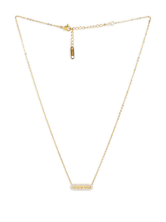 Ishin Gold  Colour Gold Plated Artificial Stones And Beads Chain