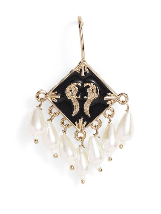 Ishin Red Colour Silver Plated American Diamond Drop Earring