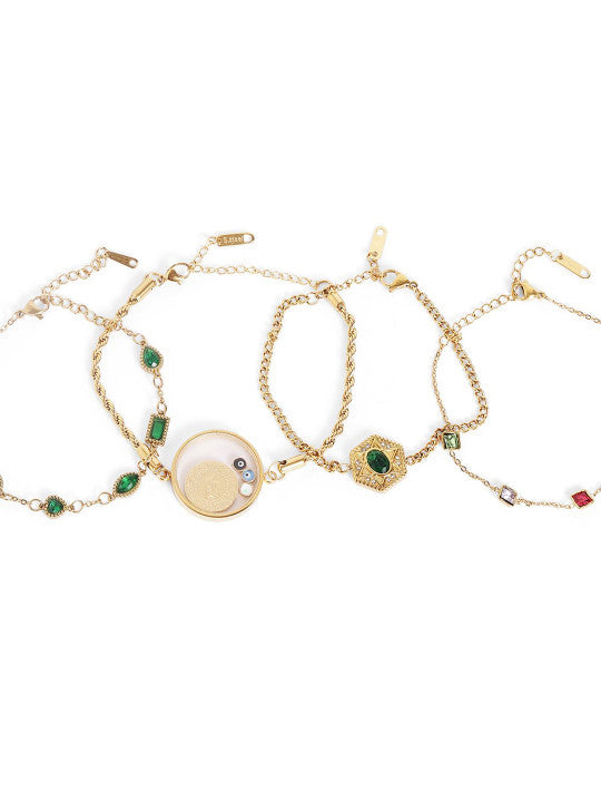 Ishin Multi Colour Gold Plated Artificial Stones And Beads Armlet