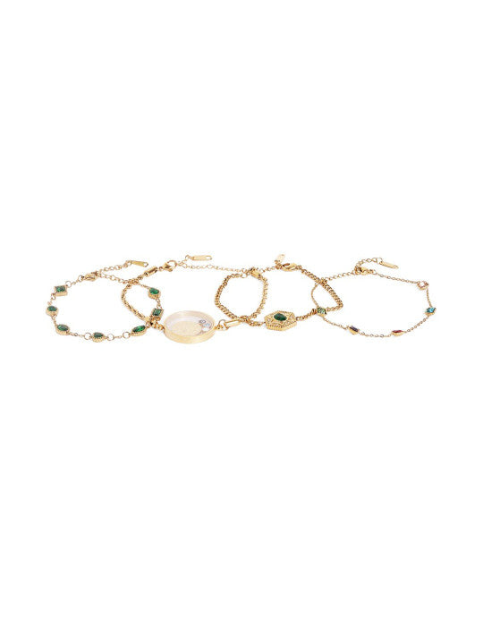Ishin Multi Colour Gold Plated Artificial Stones And Beads Armlet