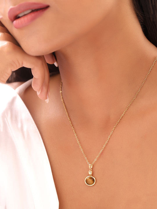Ishin Brown  Colour Gold Plated Artificial Stones And Beads Chain