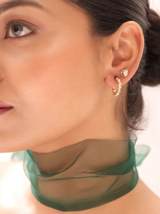 Ishin Gold Colour Gold Plated Stud Earring