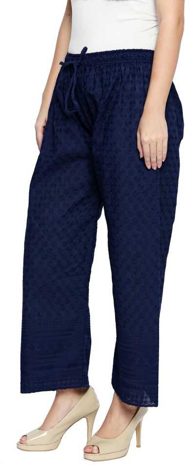 Ishin Regular Fit Women Blue Trousers