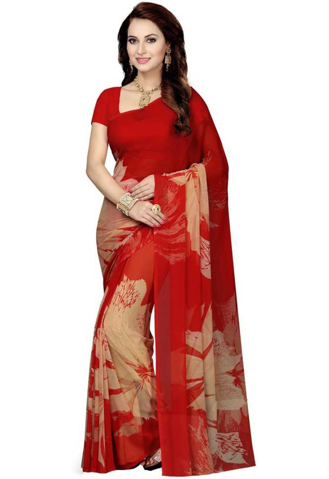 Ishin Combo of 2 Poly Georgette Printed Women's Saree