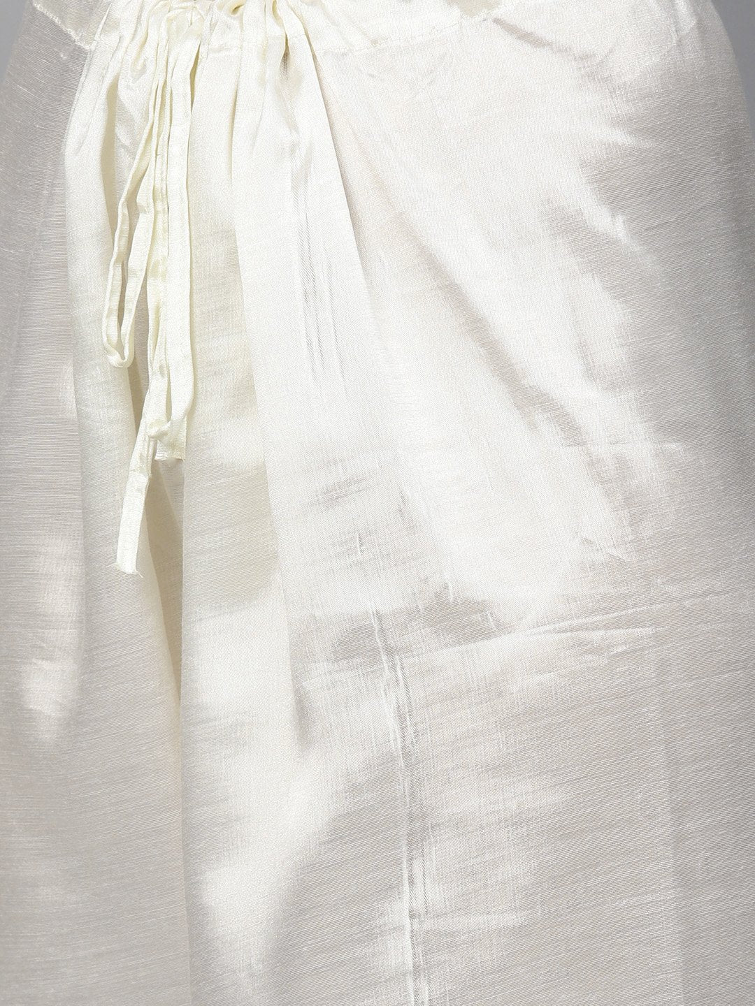 Ishin Women's Chanderi Cotton White Embellished A-Line Kurta Palazzo Dupatta Set