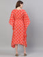 Ishin Women's Orange Embroidered Kaftan Dress