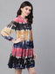 Ishin Women's Rayon Multicolor Tie & Dye Tiered A-Line Dress