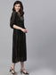 Ishin Women's Rayon Lurex Embroidered Jewel Neck A-Line Dress