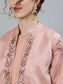 Ishin Women's Mauve Embroidered Anarkali Kurta With Crop Jacket