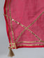 Ishin Women's Pink Gota Patti Anarkali Jacket Kurta With Dupatta