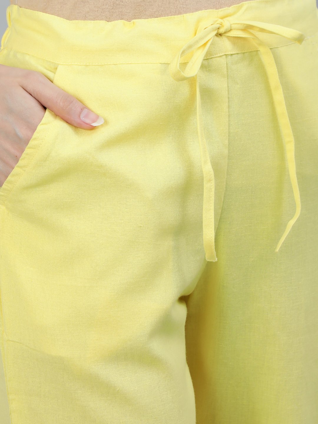Ishin Women's Yellow Embroidered Straight Kurta With Trouser & Dupatta 