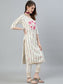 Ishin Women's Off Whte Embroidered A-Line Kurta With Trouser & Dupatta