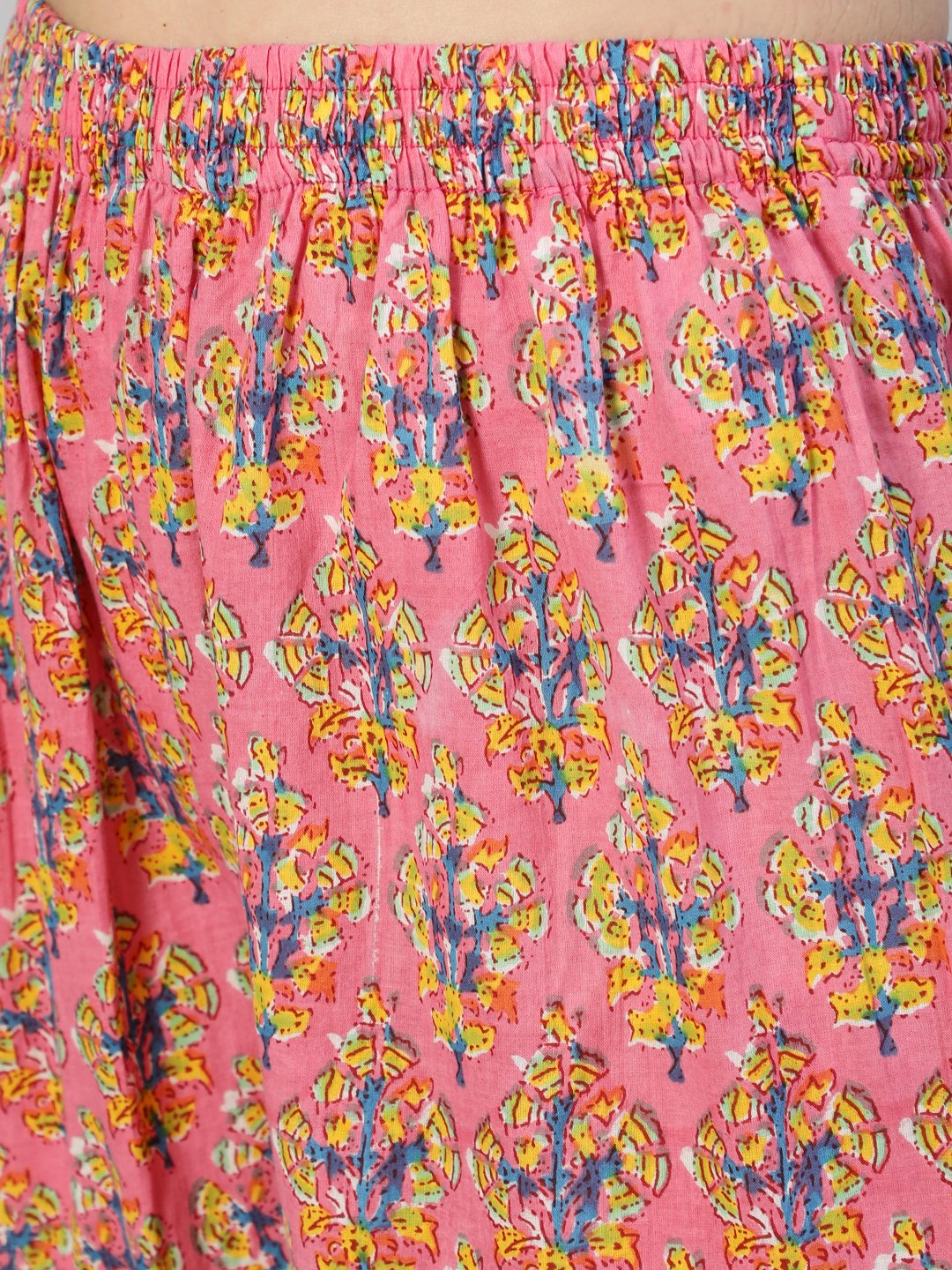 Ishin Women's Mustard & Pink Gotta Patti Embroidered A-Line Kurta Sharara Dupatta Set 