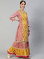 Ishin Women's Mustard & Pink Gotta Patti Embroidered A-Line Kurta Sharara Dupatta Set
