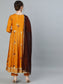 Ishin Women's Mustard Embroidered Anarkali Kurta With Trouser & Dupatta 