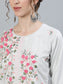 Ishin Women's Grey Embroidered A-Line Kurta With Trouser & Dupatta 