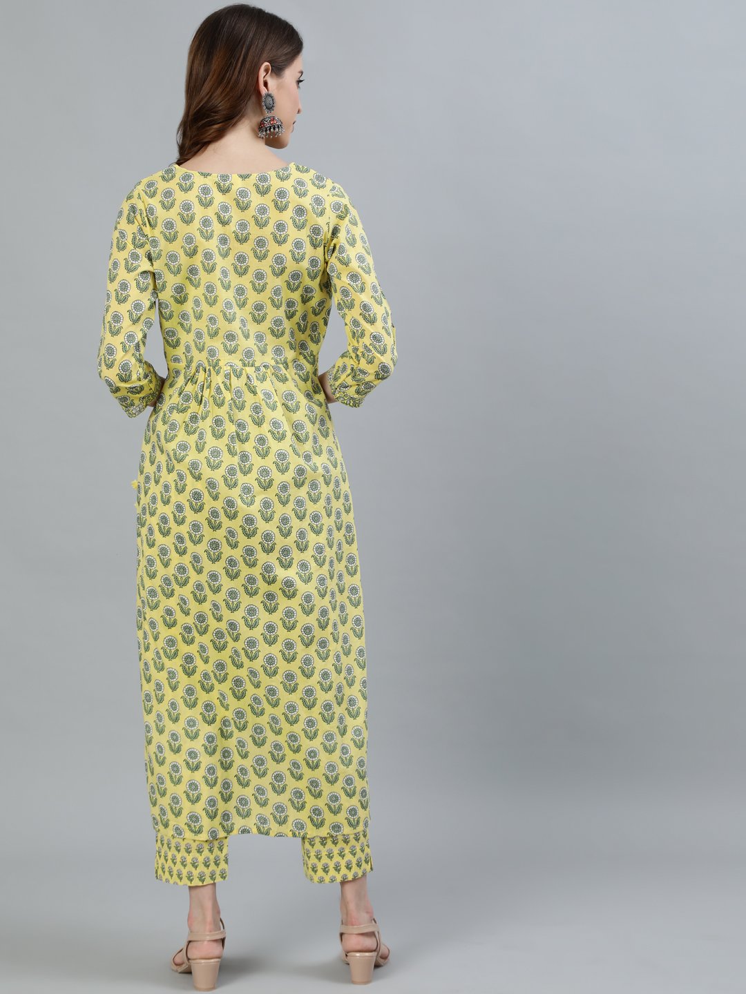 Ishin Women's Yellow Zari Embroidered Straight Kurta With Trouser 