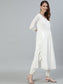 Ishin Women's Off White Zari Embroidered High Slit Kurta With Trouser