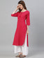 Ishin Women's Cotton Pink Embellished Pleated Pathani Kurta
