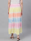 Ishin Women's Cotton Multicolor Tie & Dye Maxi Flared Skirt