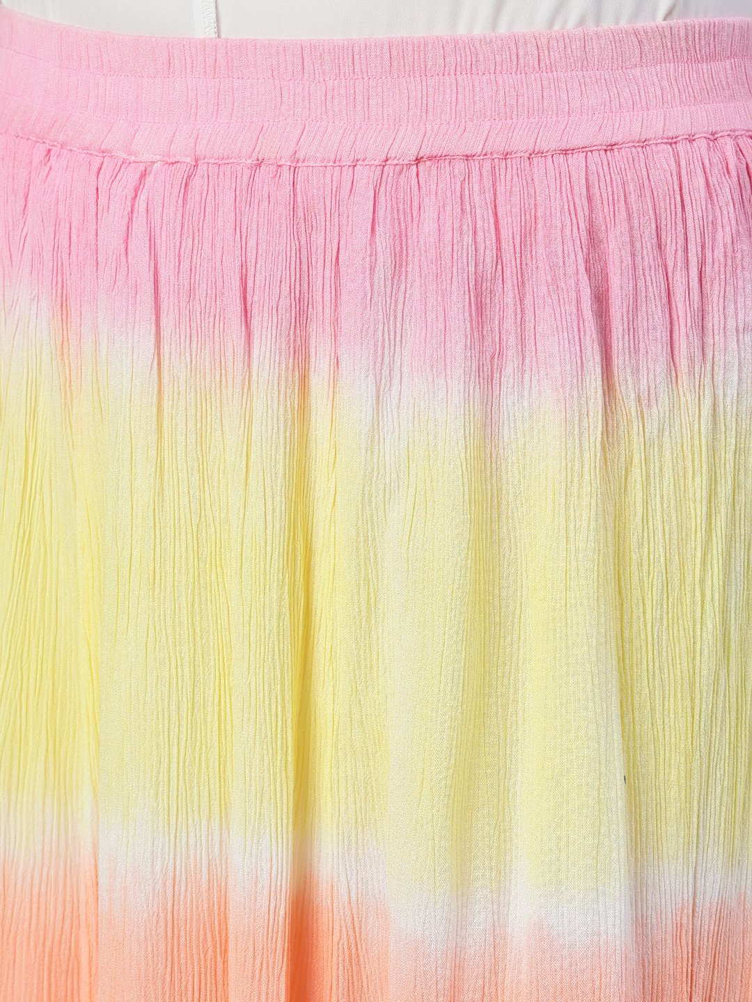 Ishin Women's Cotton Multicolor Tie & Dye Maxi Flared Skirt
