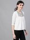 Ishin Women's Poly Crepe White Embellished Top