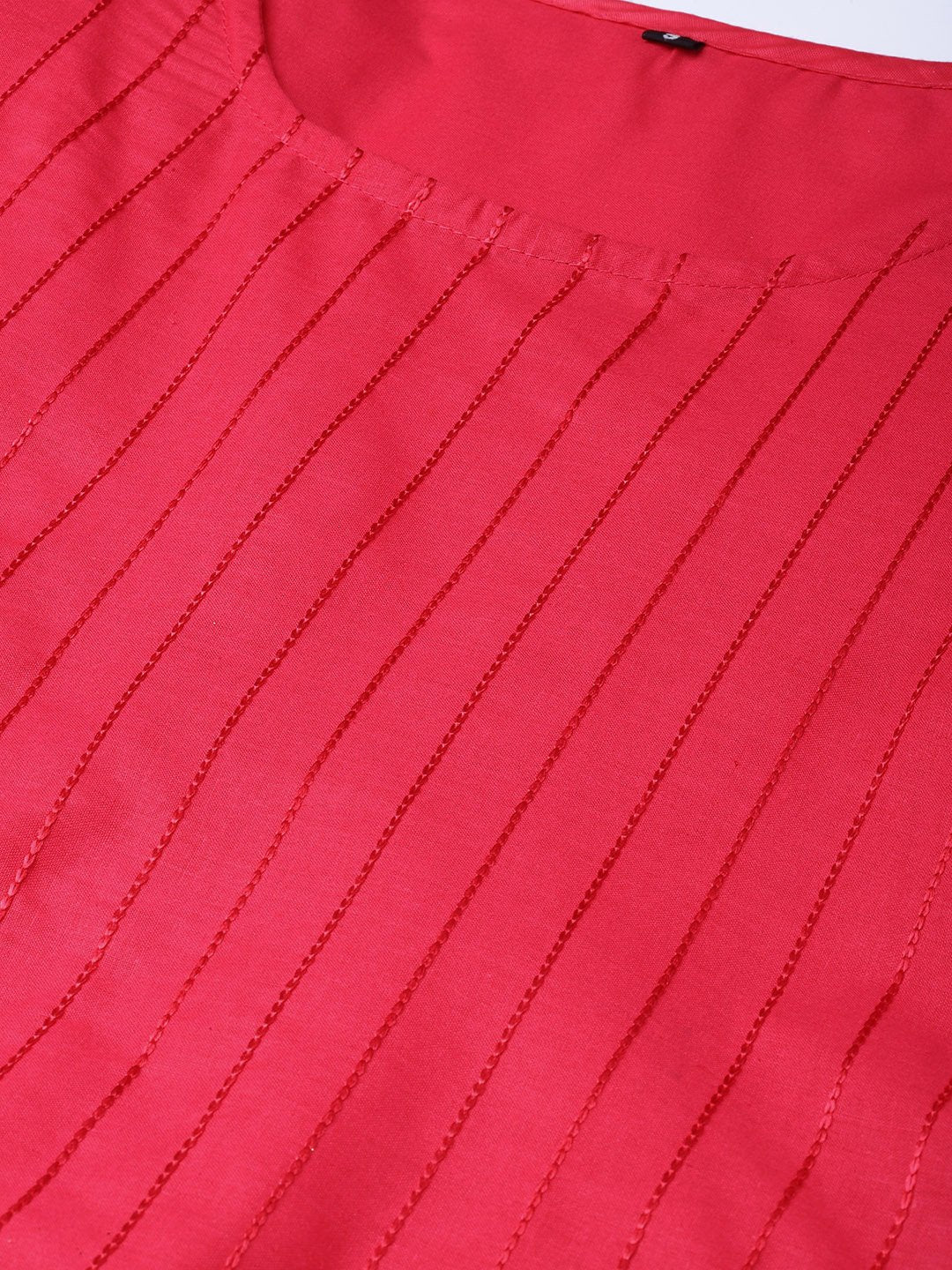 Ishin Women's Poly Cotton Pink Embroidered A-Line Kurta Palazzo Dupatta Set