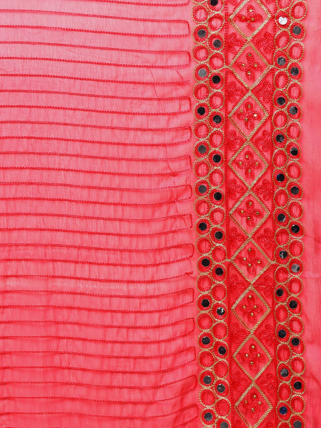 Ishin Women's Poly Cotton Pink Embroidered A-Line Kurta Palazzo Dupatta Set