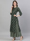 Ishin Women's Cotton Green Yoke Design A-Line Kurta Palazzo Set