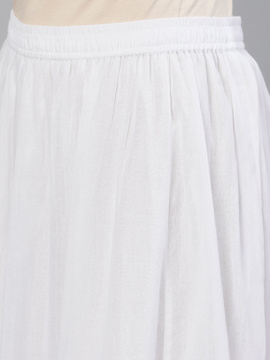 Ishin Women's Cotton Pink & White Bandhani Embroidered A-Line Kurta Skirt Dupatta Set