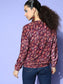 Sunehri Women's Silk Velvet Burgundy Printed Jacket