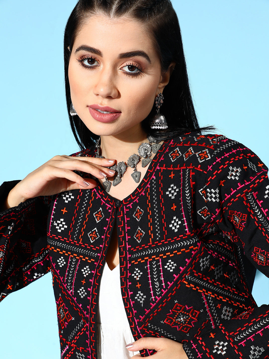 Sunehri Women's Multicolor Embroidered Jacket