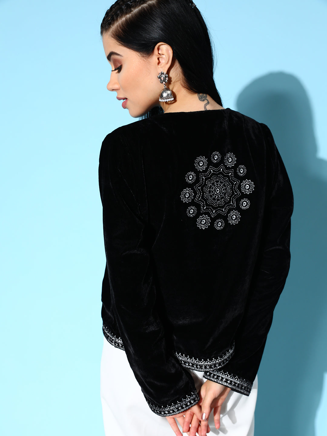 Sunehri Women's Black Embroidered Jacket