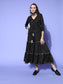 Sunehri Women's Rayon Black Printed Gota Patti Basic Jumpsuit