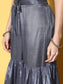 Sunehri Women's Silk Blend Grey Woven Design A-Line Kurta Sharara Dupatta Set