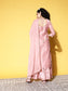 Sunehri Women's Chanderi Silk Mauve Embroidered A-Line Kurta Sharara Dupatta Set