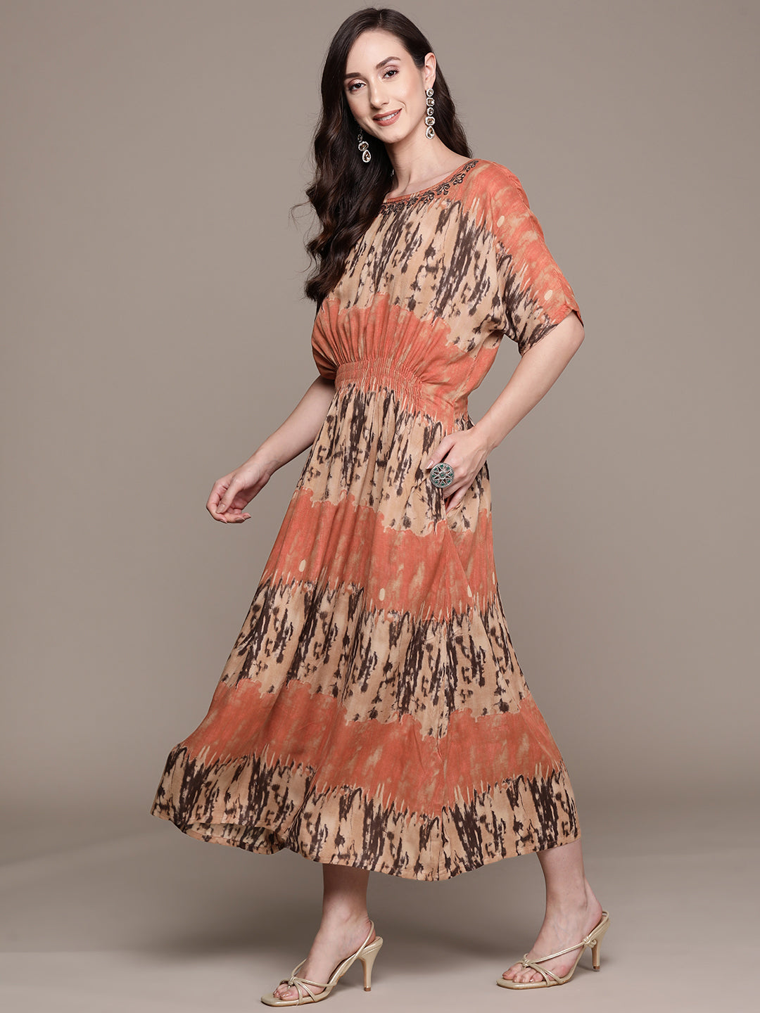 Ishin Women's Multicolored Empire Dress