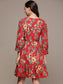 Ishin Women's Red Floral A-Line Dress