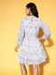 Ishin Women's Cotton Blend Grey Embellished A-Line Tiered Dress