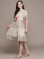 Ishin Women's Cream Floral Empire Dress