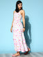 Ishin Women's Pink Floral Smocked Dress