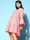 Ishin Women's Pink Embellished A-Line Dress
