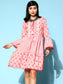 Ishin Women's Pink Embellished A-Line Dress