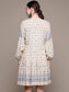 Ishin Women's Rayon Cream & Blue Embroidered A-Line Dress