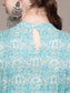 Ishin Women's Cotton Blue Embellished A-Line Dress