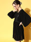 Ishin Women's Rayon Black Embellished A-Line Dress
